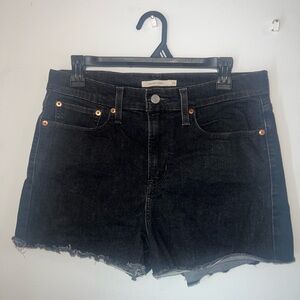 Levi’s Black Denim High Rise Raw Hem Stretch Women's Shorts